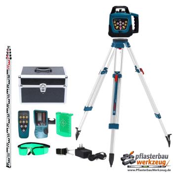 selbstnivellierender Rotationslaser Set mit Stativ, Messlatte, Zubehör, Baulaser, Grüner Laserstrahl