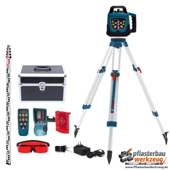 selbstnivellierender Rotationslaser Set mit Stativ, Messlatte, Zubehör, Baulaser, Roter Laserstrahl